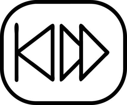 ilustración de un rebobinar y rápido adelante símbolo en un redondeado rectángulo vector