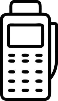 A black outline of a point of sale device with a screen and buttons vector