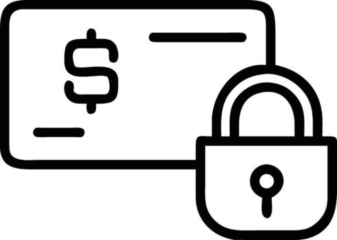 contorno dibujo de un cheque con dólar firmar y un candado siguiente a eso vector
