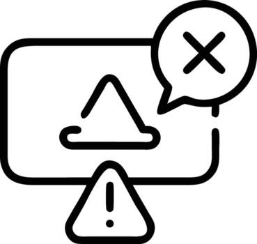 Error message on computer screen with warning symbol and cross notification icon design vector