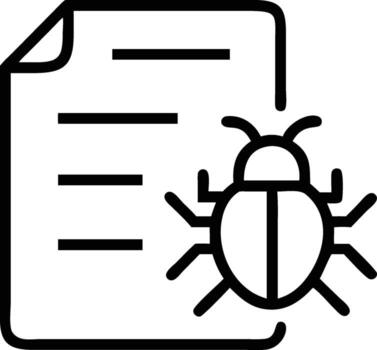 Find software bug document icon illustration for website and mobile app design vector