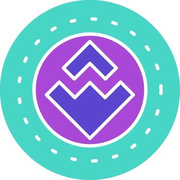 olas dos color icono cripto blockchain moneda vector