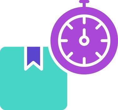 On Time two color icon punctual schedule time vector