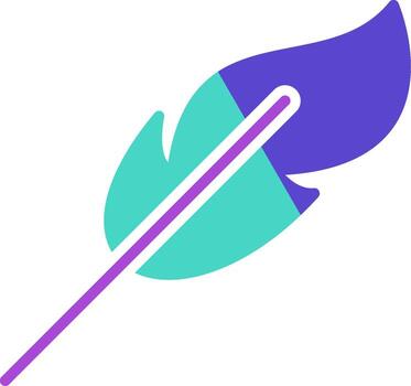Quill two color icon write feather ink vector