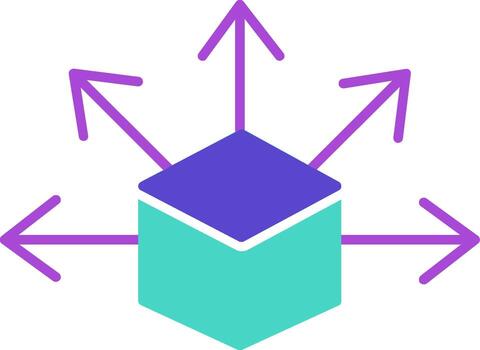 descentralizado dos color icono cripto blockchain abierto vector