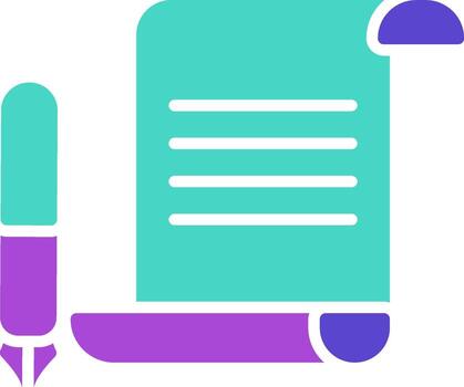 pergamino dos color icono papel antiguo Desplazarse vector