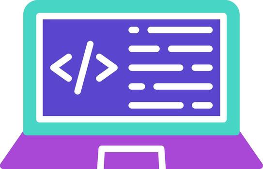 Programing two color icon code development software vector