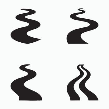 río fluir sólido íconos conjunto haz vector