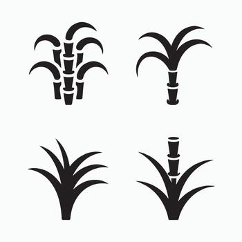 Solid sugarcane icons bundle flat design vector