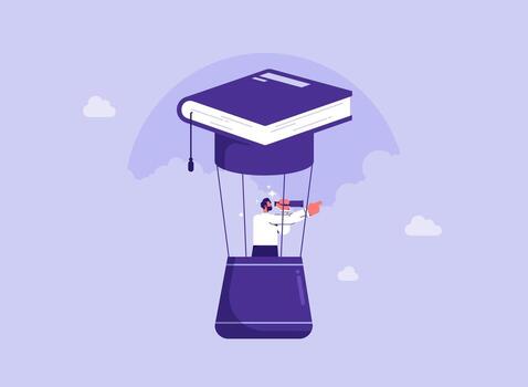 Knowledge or education to growth career path, working skill to success in work, learn or study new course for business success concept vector