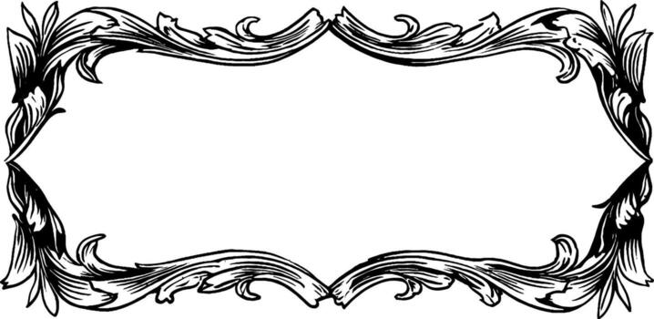 A black and white ornate frame with a scroll vector