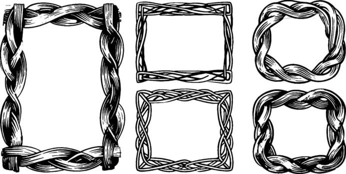 Four different frames with knots in them vector