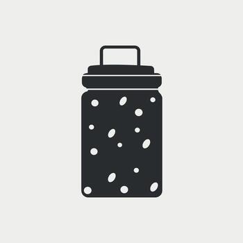 Minimalist black and white pickle jar icon with dotted pattern design vector