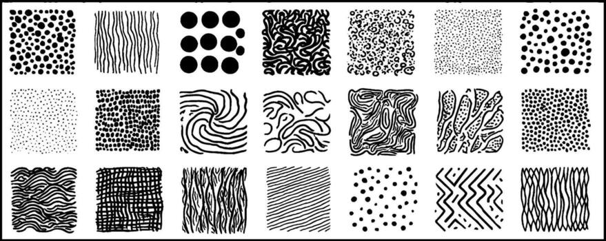 A set of black and white patterns with different shapes vector