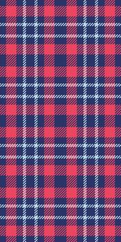 Scratched texture check pattern, rest tartan plaid seamless. Fancy background textile fabric in blue and red colors. vector