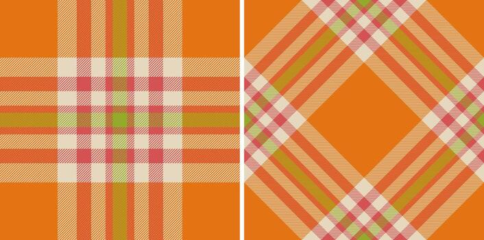 Vibrant plaid patterns, side by side. Warm hues evoke autumn comfort, perfect for backgrounds, textiles, or adding a touch of cozy nostalgia. Versatile design element. vector