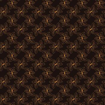 Elegant gold leaf pattern on a dark background. Perfect for luxurious branding, invitations, or textile design. This intricate, repeating motif evokes sophistication and natural beauty. vector