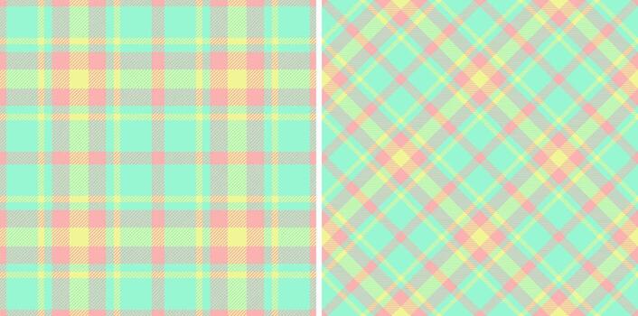 Seamless tartan of fabric check textile with a texture pattern background plaid. Set in summer colors for geometric unique identity design. vector
