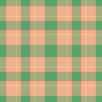 Classic plaid pattern with green and peach hues. Versatile textile design for backgrounds, apparel, crafts, and digital projects. Evokes warmth, tradition, and style. vector