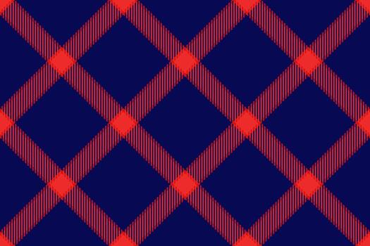 Model tartan plaid seamless, wide pattern check textile. Curve background fabric texture in red and blue colors. vector