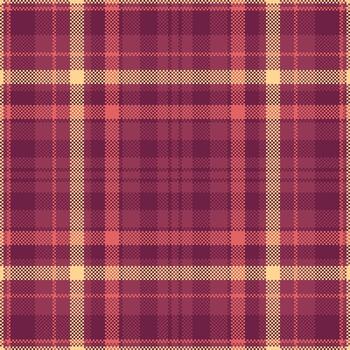 Detailed pixelated plaid pattern in shades of red and beige. Evokes retro design, textiles, and abstract art. Ideal for backgrounds and digital textures. vector
