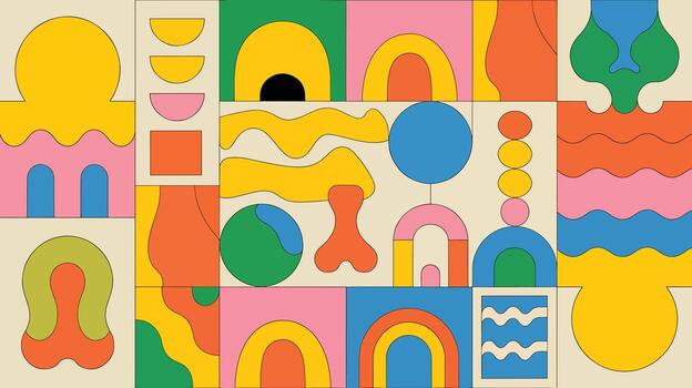 resumen modelo vibrante geométrico formas con negrita colores y juguetón formas vector