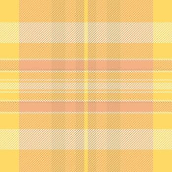 Present check texture fabric, kilt textile pattern tartan. Structure plaid seamless background in orange and yellow colors. vector