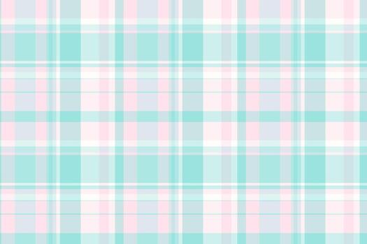 Pastel plaid pattern in pink, aqua, and white. Seamless texture for backgrounds, fabric, and textile design. A soft, calming, versatile motif. vector