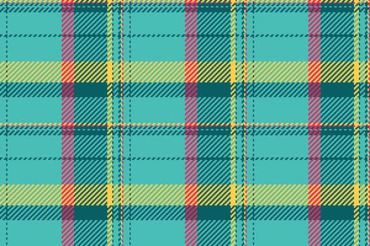 Vibrant tartan pattern in teal, yellow, pink and deep green. Creates a fun, classic texture. Great for backgrounds, design elements, and textile concepts. vector