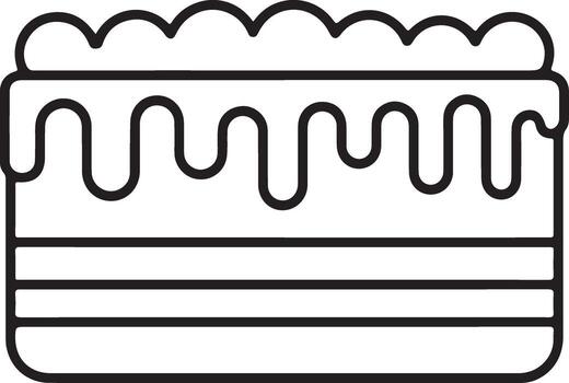 Simple line art illustration of a layered cake with frosting dripping down the sides vector