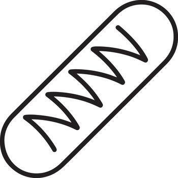 Simple hand drawn outline of a sausage with a zig zag pattern inside on a white background vector