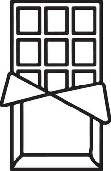 Simple line art icon of a chocolate bar with wrapper partially open vector