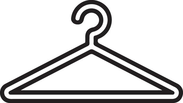 Simple outline illustration of a classic triangular clothes hanger with a hook on a white background vector