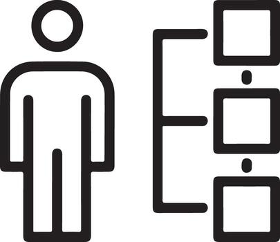 sencillo línea icono representando un persona y un jerárquico organizativo estructura vector