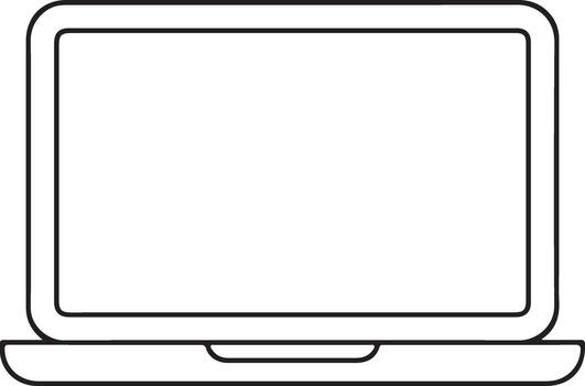 sencillo contorno dibujo de un abierto ordenador portátil computadora en un blanco antecedentes vector