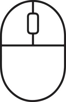 Simple outline icon of a computer mouse with scroll wheel and buttons on a white background vector