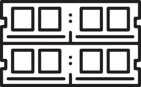 Clean line art icon of computer ram modules showing four memory sticks vector