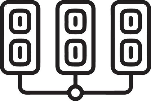 Tres servidor bastidores conectado en un red representando datos centrar infraestructura y tecnología vector