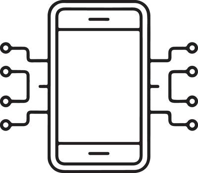 Modern smartphone icon with circuit board connections representing technology and connectivity vector