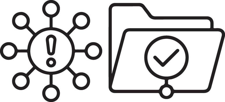 Centralized warning symbol with radiating connections representing a widespread alert or network issue vector