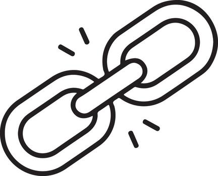 Simple outline icon of a broken chain link symbolizing connection failure or disruption vector