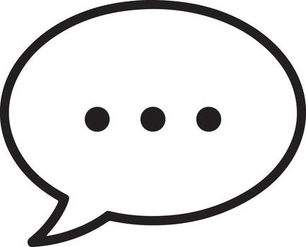 Simple outline of a speech bubble with three dots indicating conversation or thinking vector