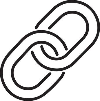 Simple minimalist outline icon of two interlocking chain links representing connection and strength vector