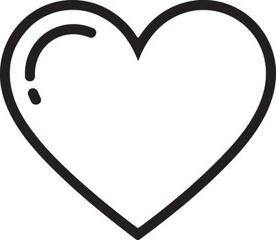 Simple outline drawing of a heart shape with a clean black line on a white background vector