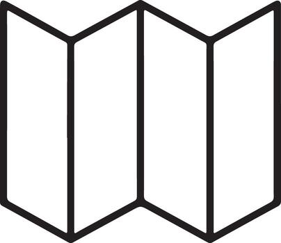 Simple outline illustration of a folded paper map with multiple panels on a white background vector