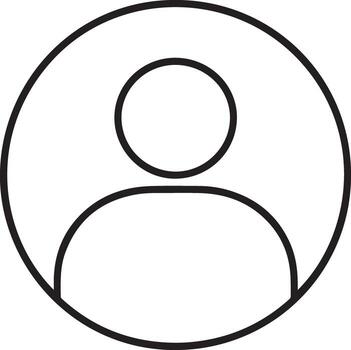 Simple outline icon representing a generic person or user profile in a circle vector