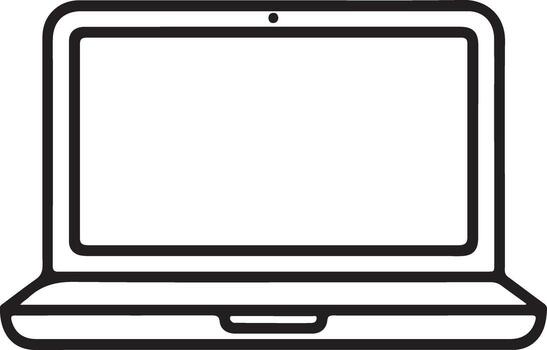 Simple outline drawing of an open laptop computer viewed from the front on a white background vector
