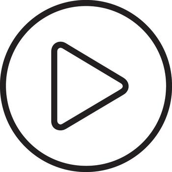 sencillo negro y blanco contorno de un jugar botón icono dentro un circulo en un llanura antecedentes vector