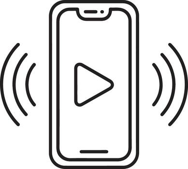 Modern smartphone with play button and sound waves icon for digital media and communication vector