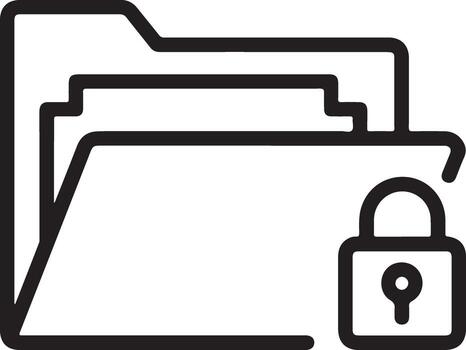 Secure digital folder icon representing confidential information and data protection with a padlock vector